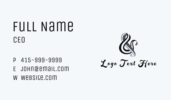 Stylish Ampersand Lettering Business Card Design Image Preview