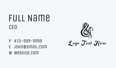 Stylish Ampersand Lettering Business Card Image Preview
