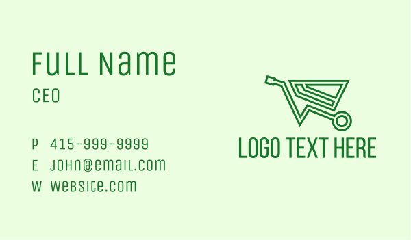 Green Eco Wheelbarrow Business Card Design Image Preview