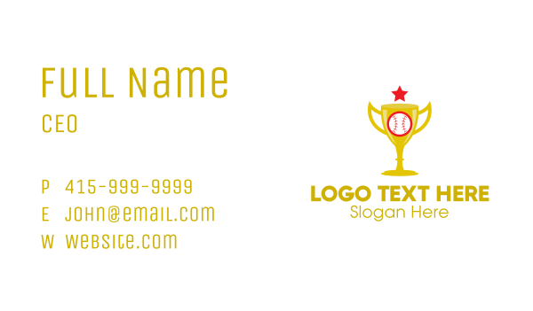 Gold Baseball Trophy Business Card Design Image Preview