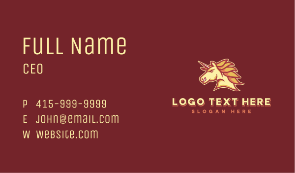 Unicorn Horse Gaming Business Card Design Image Preview
