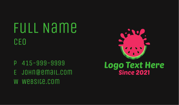 Watermelon Slice Splash Business Card Design
