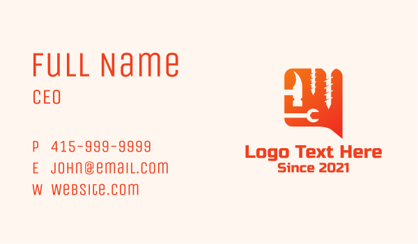 Handyman Tools Chat Business Card Design Image Preview