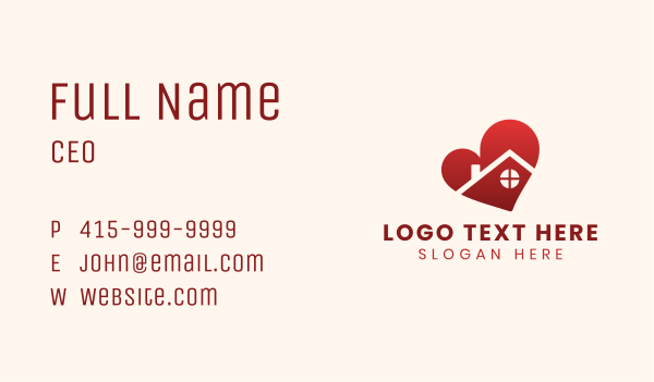 Red Heart House Business Card Design Image Preview