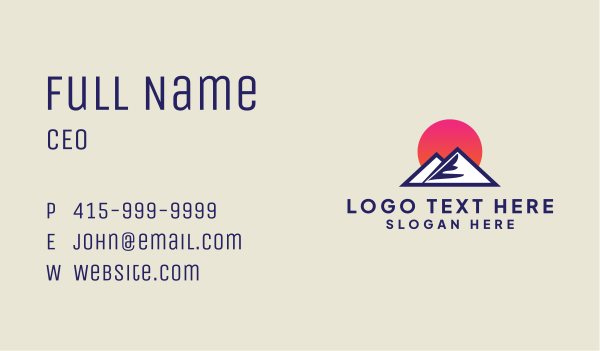 Sunset Mountain Peak Business Card Design Image Preview