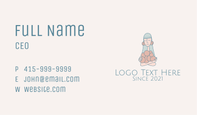 Yarn Ball Woman Mascot  Business Card Image Preview