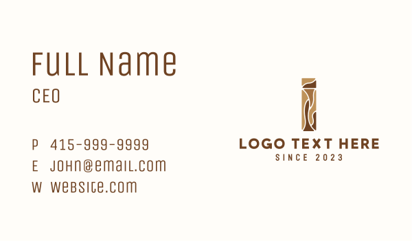 Brown Wood Letter I Business Card Design Image Preview