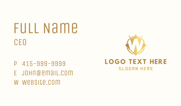 Golden Crown Crypto Letter W Business Card Design Image Preview