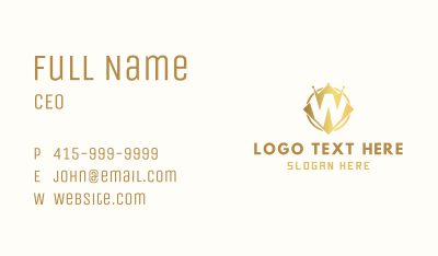 Golden Crown Crypto Letter W Business Card Image Preview