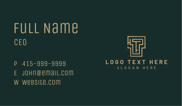 Elegant Maze Letter T Business Card Design Image Preview