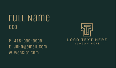 Elegant Maze Letter T Business Card Image Preview