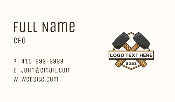 Mallet Hammer Carpentry Business Card Design Image Preview