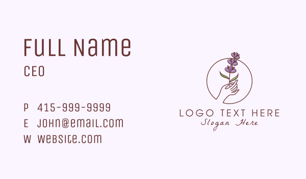 Lavender Wellness Hand Business Card Design Image Preview