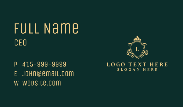 Regal Crown Shield Business Card Design Image Preview