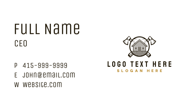 Axe Wood Cabin Business Card Design Image Preview