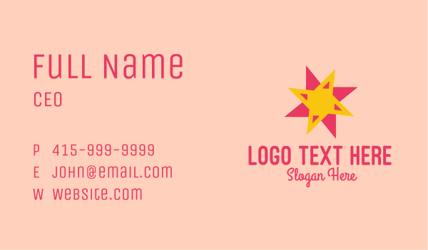 Pink Yellow Star Business Card Design Image Preview