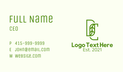 Green Leaf DC Monogram Business Card