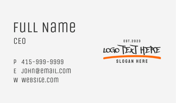 Simple Graffiti Wordmark Business Card Design Image Preview