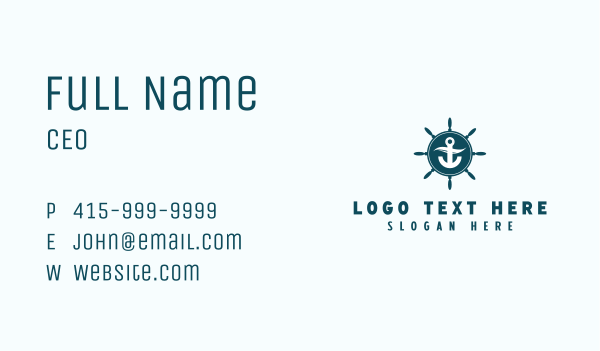 Coastal Anchor Wheel Wave Business Card Design Image Preview