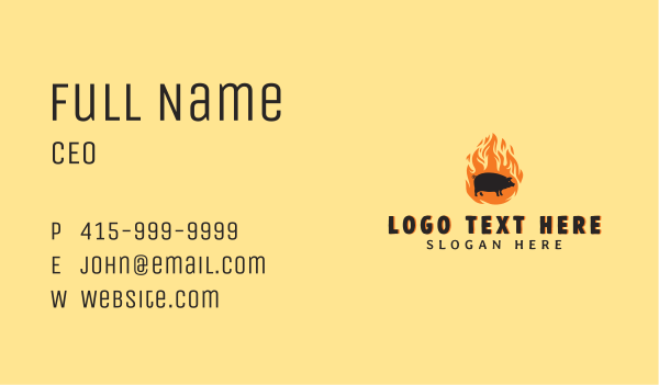 Flame Pig Barbecue Business Card Design Image Preview