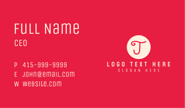 Pink Handwritten Letter J Business Card Design Image Preview