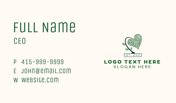 Heart Tree Leaves Business Card Design Image Preview