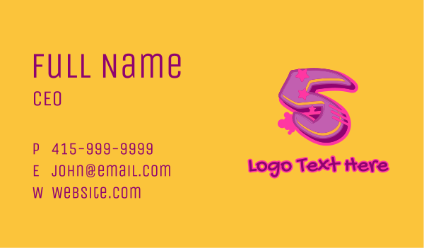 Graffiti Star Number 5 Business Card Design Image Preview