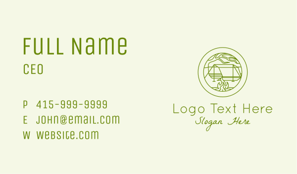Green Camping Campfire Business Card Design Image Preview