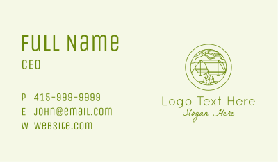 Green Camping Campfire Business Card