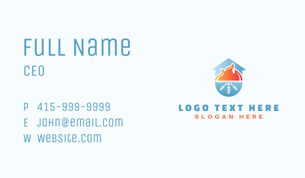 Heating & Cooling Home Business Card Design Image Preview