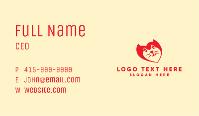 Red Pet Cat Business Card Image Preview
