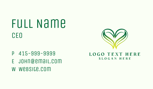 Nature Heart Leaf  Business Card Design Image Preview