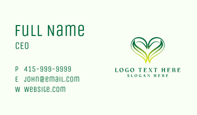 Nature Heart Leaf  Business Card Image Preview