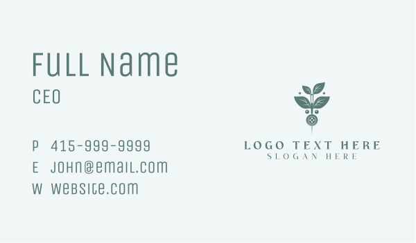 Leaf Thread Sewing Button Business Card Design Image Preview