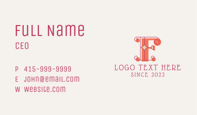 Retro Classic Letter F Business Card Image Preview