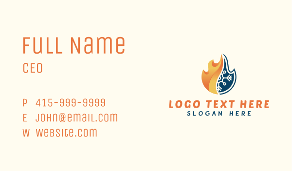 Flame Snowflake HVAC Business Card Design Image Preview