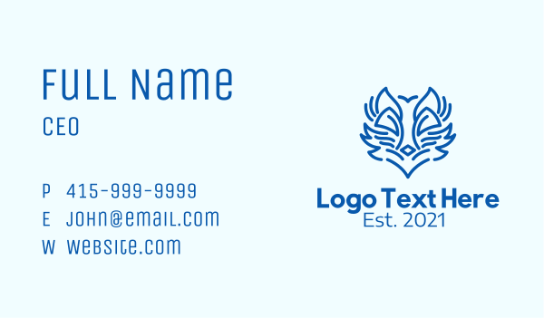 Blue Wolf Outline  Business Card Design Image Preview