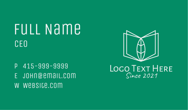 Minimalist Nature Book  Business Card Design Image Preview