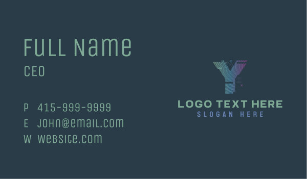 Modern Glitch Letter Y Business Card Design Image Preview