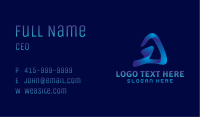 Blue Gaming Letter A  Business Card