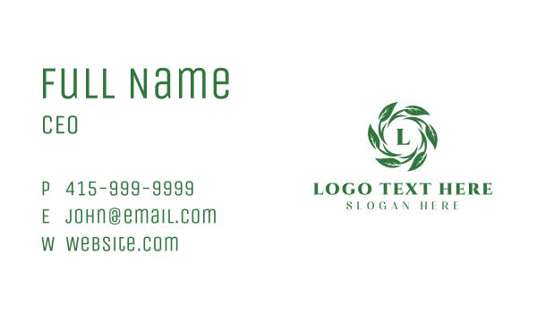Natural Leaves Letter Business Card Design Image Preview