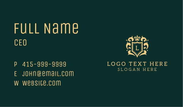 Decorative Crown Shield Business Card Design Image Preview
