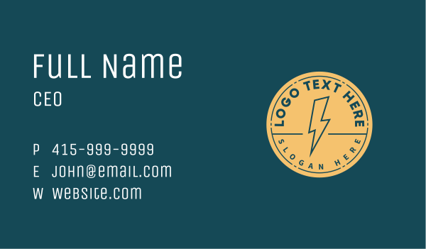 Minimalist Electric Lightning Business Card Design Image Preview