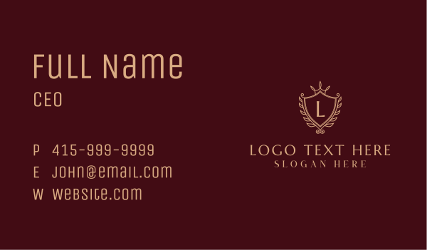 Luxury Wreath Shield  Letter Business Card Design Image Preview