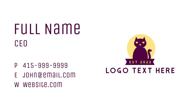 Cute Purple Cat Business Card Design Image Preview