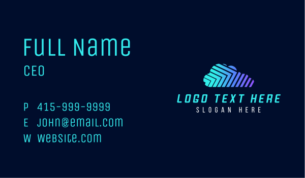 Cloud Data Storage Business Card Design Image Preview