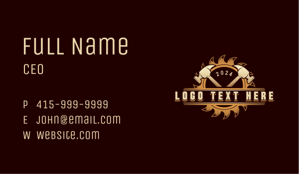 Tradesman Carpentry Hammer Business Card Design Image Preview