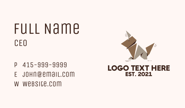 Brown Dog Origami Business Card Design Image Preview