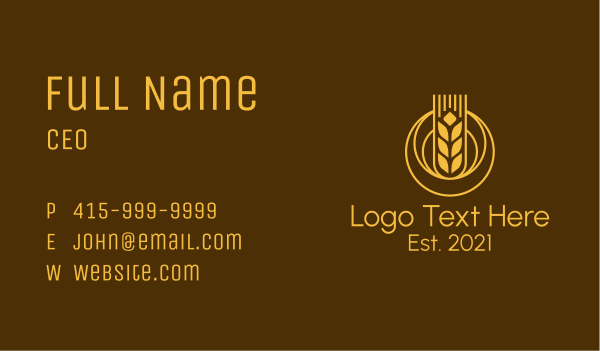 Wheat Grain Mill Business Card Design