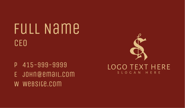 Premium Calligraphy Letter S Business Card Design Image Preview